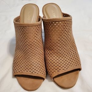 Aldo suede laser cut mules